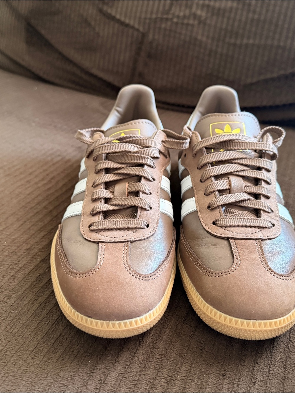 adidas Samba Brown Leather & Suede Sneakers with White Stripes